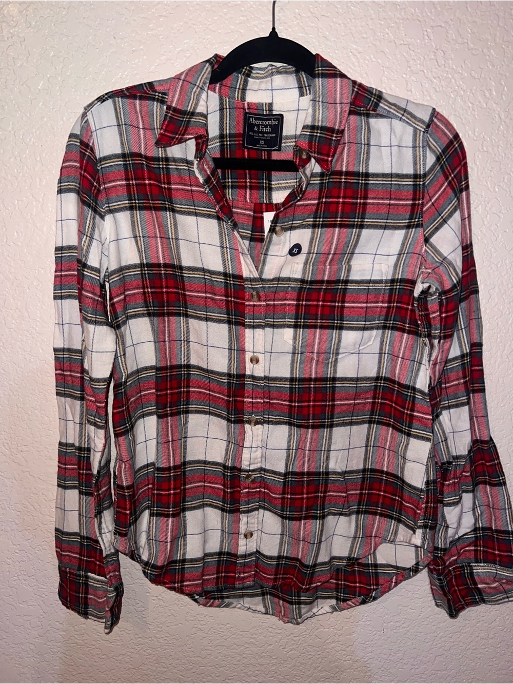 NWT Abercrombie & Fitch Red and White Plaid Button-Down Shirt/Flannel